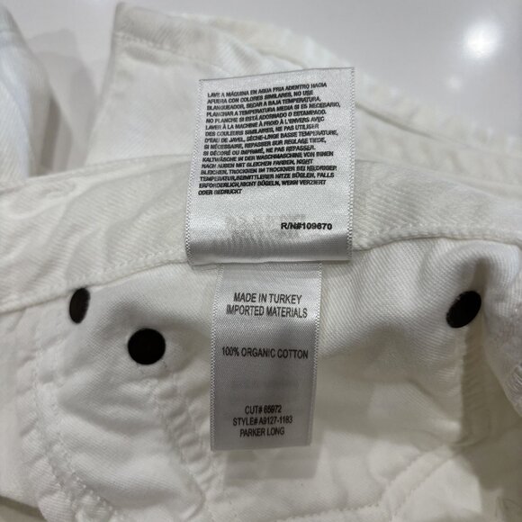 30 Agolde High Rise Short Parker Long Organic Cotton White Button Closure Denim - Picture 15 of 16